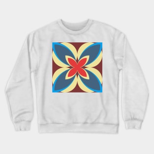 Red, Blue, Cream and Burgundy Modern Frangipani Crewneck Sweatshirt